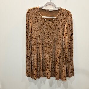 Matilda Jane Good Hart Long Sleeve‎ Smocked Animal Print Blouse Top Size XL
